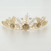 Gold European Zircon Crystal Brides Tiaras Headbands Wedding Hair Accessory SMIC7386