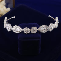 Elegant Zirconia Wedding Tiara Headband Brides Crystal WeddingHairbands Evening Hair Jewelry T16F14