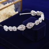 Elegant Zirconia Wedding Tiara Headband Brides Crystal WeddingHairbands Evening Hair Jewelry T16F14