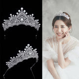 Royal Bridal Cubic Zircon Crystal Silver Tiara Crown Headpieces Wedding Headdress