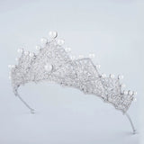 Royal Bridal Cubic Zircon Crystal Silver Tiara Crown Headpieces Wedding Headdress