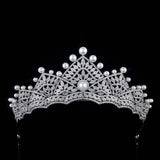 Royal Bridal Cubic Zircon Crystal Silver Tiara Crown Headpieces Wedding Headdress