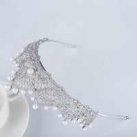 Royal Bridal Cubic Zircon Crystal Silver Tiara Crown Headpieces Wedding Headdress