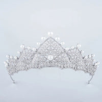 Royal Bridal Cubic Zircon Crystal Silver Tiara Crown Headpieces Wedding Headdress