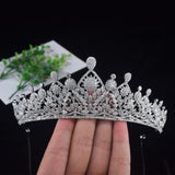 Vintage Bridal Cubic Zircon Crystal Silver Tiara Crown Headdress Wedding Headpieces