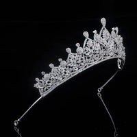 Vintage Bridal Cubic Zircon Crystal Silver Tiara Crown Headdress Wedding Headpieces