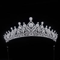 Vintage Bridal Cubic Zircon Crystal Silver Tiara Crown Headdress Wedding Headpieces