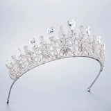 Elegatn Bridal Cubic Zircon Crystal Silver Tiara Crown Headdress Wedding Headpieces