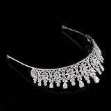 Elegatn Bridal Cubic Zircon Crystal Silver Tiara Crown Headdress Wedding Headpieces