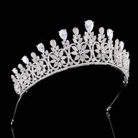 Elegatn Bridal Cubic Zircon Crystal Silver Tiara Crown Headdress Wedding Headpieces