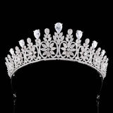 Elegatn Bridal Cubic Zircon Crystal Silver Tiara Crown Headdress Wedding Headpieces