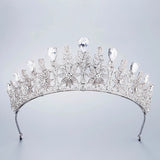 Elegatn Bridal Cubic Zircon Crystal Silver Tiara Crown Headdress Wedding Headpieces