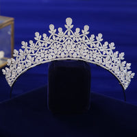 Fashion Bridal Cubic Zircon Crystal Silver Tiara Crown Headdress Wedding Headpieces