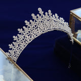 Fashion Bridal Cubic Zircon Crystal Silver Tiara Crown Headdress Wedding Headpieces