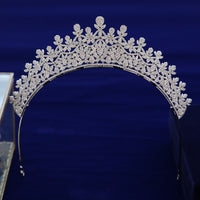 Fashion Bridal Cubic Zircon Crystal Silver Tiara Crown Headdress Wedding Headpieces