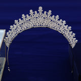 Fashion Bridal Cubic Zircon Crystal Silver Tiara Crown Headdress Wedding Headpieces