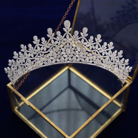 Fashion Bridal Cubic Zircon Crystal Silver Tiara Crown Headdress Wedding Headpieces