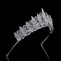 Princess Cubic Zircon Crystal Silver Tiara Crown Headdress Wedding Headpieces