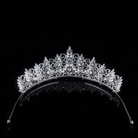 Princess Cubic Zircon Crystal Silver Tiara Crown Headdress Wedding Headpieces