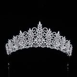 Princess Cubic Zircon Crystal Silver Tiara Crown Headdress Wedding Headpieces