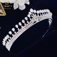 Sparkling Simple Princess Zircon Tiaras Crowns Princess Crystal Wedding Hair Accessories Silver Hairbands Headpieces