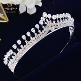 Sparkling Simple Princess Zircon Tiaras Crowns Princess Crystal Wedding Hair Accessories Silver Hairbands Headpieces