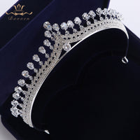 Sparkling Simple Princess Zircon Tiaras Crowns Princess Crystal Wedding Hair Accessories Silver Hairbands Headpieces