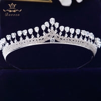 Sparkling Simple Princess Zircon Tiaras Crowns Princess Crystal Wedding Hair Accessories Silver Hairbands Headpieces