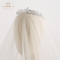 Fashion Silver Full Zircon Bride Crowns Headpieces Sparking European Wedding Tiaras for Bridal Hair Accessories