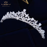 Gold Full Zircon Bride Crowns Headpieces Sparking European Wedding Tiaras for Bridal Hair Accessories