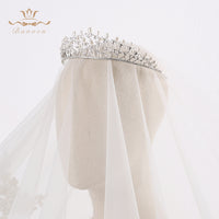 Fashion Gold Tiaras Headpieces for Brides Zircon Crystal Bridal Crowns Pearls Wedding Hairbands Evening Hair Accessories TR0116