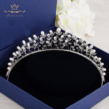 Fashion Gold Tiaras Headpieces for Brides Zircon Crystal Bridal Crowns Pearls Wedding Hairbands Evening Hair Accessories TR0116