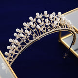 Fashion Gold Tiaras Headpieces for Brides Zircon Crystal Bridal Crowns Pearls Wedding Hairbands Evening Hair Accessories TR0116