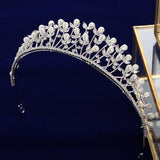 Fashion Gold Tiaras Headpieces for Brides Zircon Crystal Bridal Crowns Pearls Wedding Hairbands Evening Hair Accessories TR0116