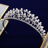 Fashion Gold Tiaras Headpieces for Brides Zircon Crystal Bridal Crowns Pearls Wedding Hairbands Evening Hair Accessories TR0116