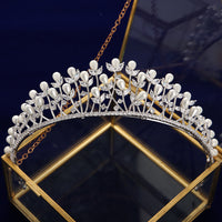 Fashion Gold Tiaras Headpieces for Brides Zircon Crystal Bridal Crowns Pearls Wedding Hairbands Evening Hair Accessories TR0116