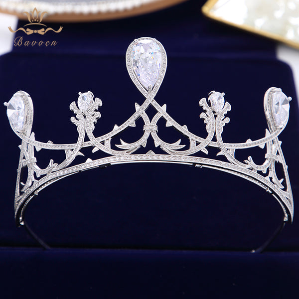 Great Crystal Brides Crowns Headpieces Zircon Wedding Tiaras Silver Bridal Hair Accessories Evening Jewelry