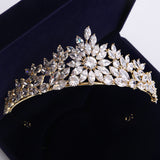 Bavoen Gold Wedding Crowns Tiaras for Brides Zircon Crystal Bridal Headbands Head Dress Evening Hair Jewelry TR0124S