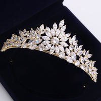 Bavoen Gold Wedding Crowns Tiaras for Brides Zircon Crystal Bridal Headbands Head Dress Evening Hair Jewelry TR0124S