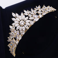 Bavoen Gold Wedding Crowns Tiaras for Brides Zircon Crystal Bridal Headbands Head Dress Evening Hair Jewelry TR0124S