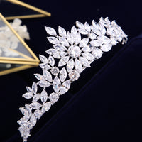 Bavoen Gold Wedding Crowns Tiaras for Brides Zircon Crystal Bridal Headbands Head Dress Evening Hair Jewelry TR0124S