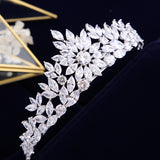 Bavoen Gold Wedding Crowns Tiaras for Brides Zircon Crystal Bridal Headbands Head Dress Evening Hair Jewelry TR0124S