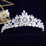 Bavoen Gold Wedding Crowns Tiaras for Brides Zircon Crystal Bridal Headbands Head Dress Evening Hair Jewelry TR0124S