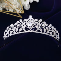 European Clear Zircon Brides Crowns Tiaras Silver Plated Crystal Bridal Hairbands Wedding Hair Accessories