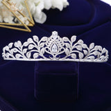 European Clear Zircon Brides Crowns Tiaras Silver Plated Crystal Bridal Hairbands Wedding Hair Accessories