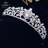 European Clear Zircon Brides Crowns Tiaras Silver Plated Crystal Bridal Hairbands Wedding Hair Accessories