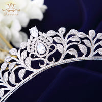 European Clear Zircon Brides Crowns Tiaras Silver Plated Crystal Bridal Hairbands Wedding Hair Accessories