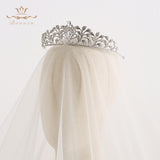 European Clear Zircon Brides Crowns Tiaras Silver Plated Crystal Bridal Hairbands Wedding Hair Accessories