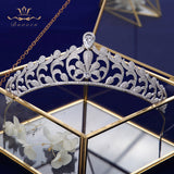 Elegant Clear Full Zircon Brides Crowns Tiaras Silver Crystal Wedding Hairbands Leaves Bridal Hair Accessories Jewelry