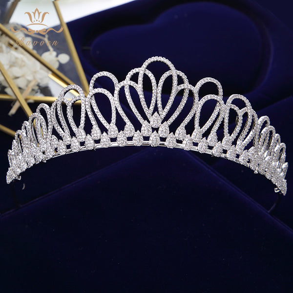 New Princess Full Zircon Tiaras Crowns for Brides Silver Wedding Hairbands Crystal Wedding Accessories